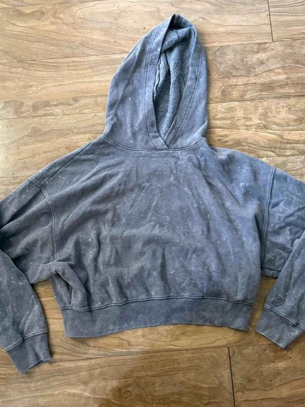PINK Victoria's Secret Washed Charcoal Gray Cropped Hoodie